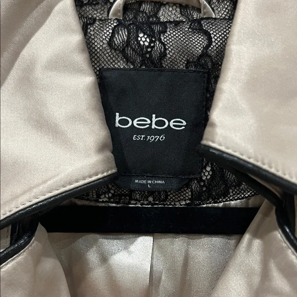 Bebe Women's Cream Trench Coat with Black Details - Picture 4 of 11